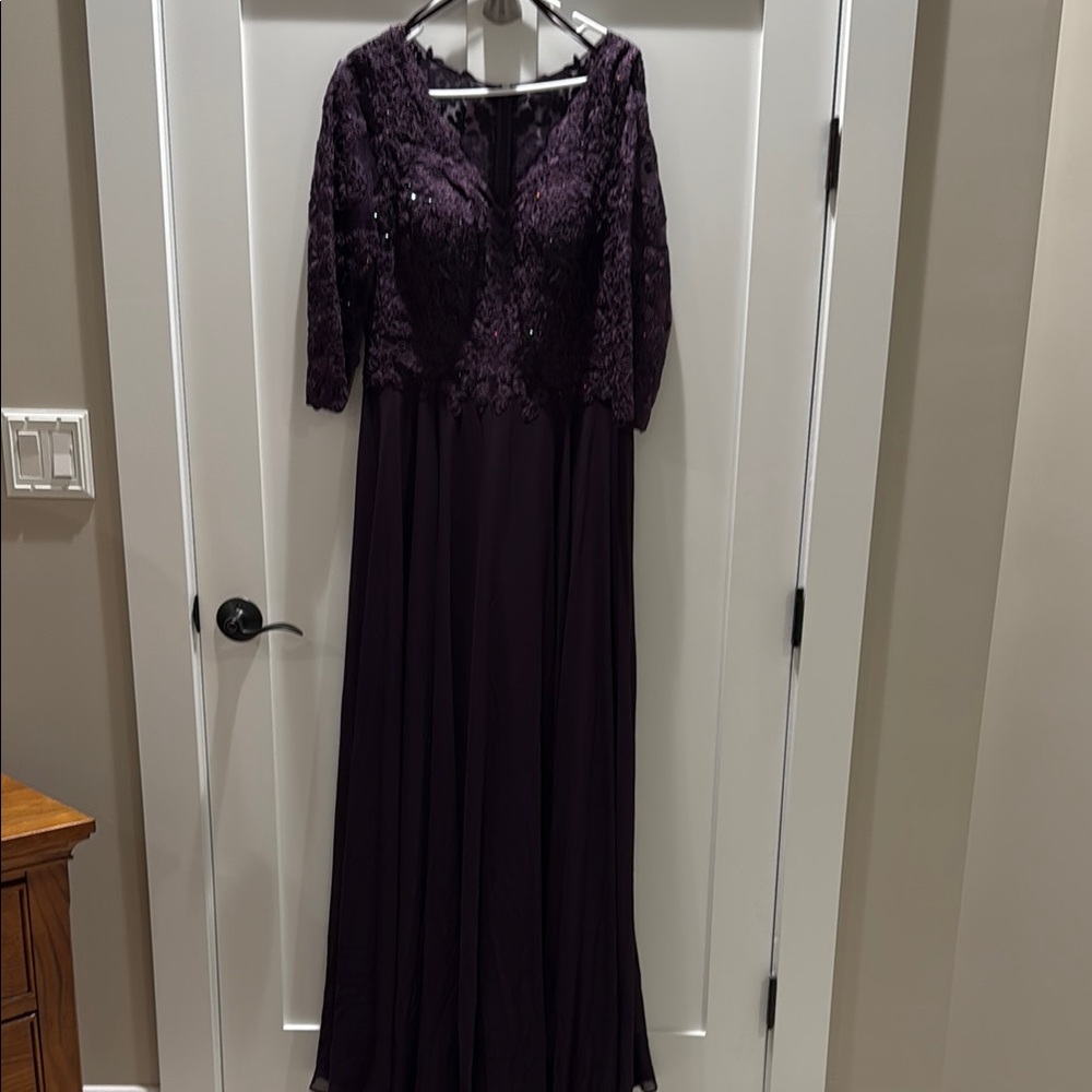Never Worn, New with tags - Elegant Purple Lace Evening Gown
